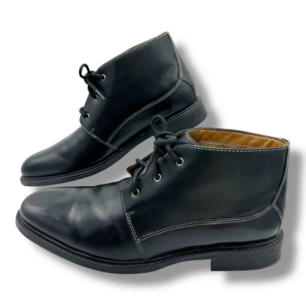 BOSTONIAN Leather Brently Style Chukka Low Boot Shoe BLACK‎ Mens Size 11.5